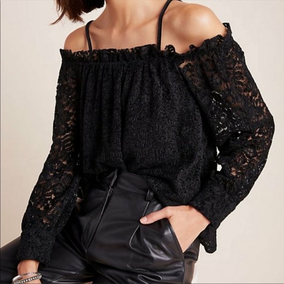 eri + ali Tops - Anthropologie Eri + Ali Black Romona Off The Shoulder Lace Top Size XS